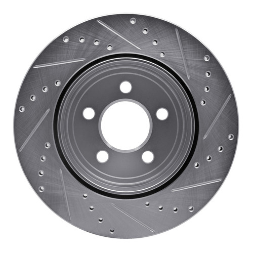 R1 05-23 Chrysler 300 Rear Left Drilled & Slotted Silver Brake Rotor EDZ-39018L