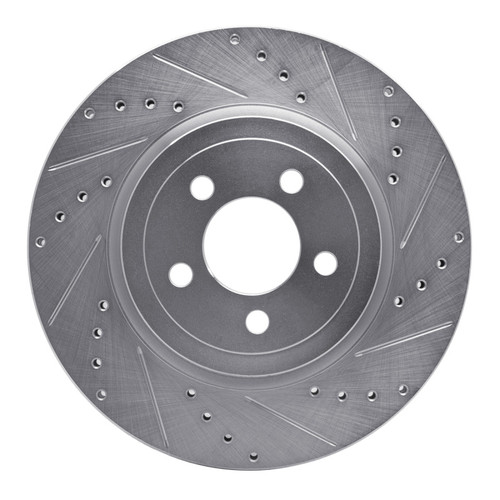 R1 05-23 Chrysler 300 Front Right Drilled & Slotted Silver Brake Rotor EDZ-39017R