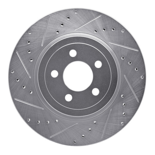 R1 05-23 Chrysler 300 Front Left Drilled & Slotted Silver Brake Rotor EDZ-39017L