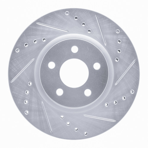 R1 03-09 Chrysler PT Cruiser Front Right Drilled & Slotted Silver Brake Rotor