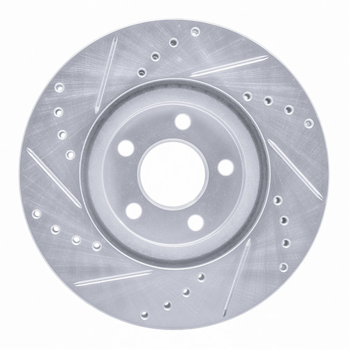R1 03-09 Chrysler PT Cruiser Front Right Drilled & Slotted Silver Brake Rotor