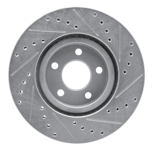 R1 03-09 Chrysler PT Cruiser Front Left Drilled & Slotted Silver Brake Rotor