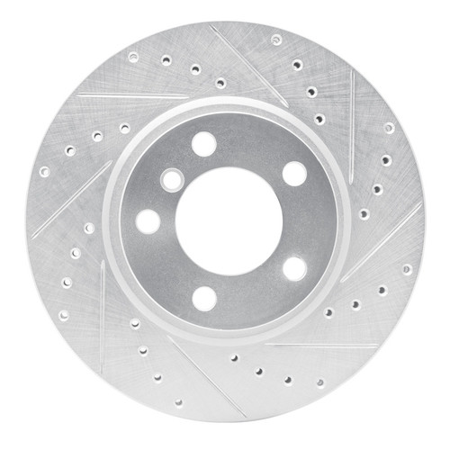 R1 11-16 Mini Cooper Countryman Front Right Drilled & Slotted Silver Brake Rotor