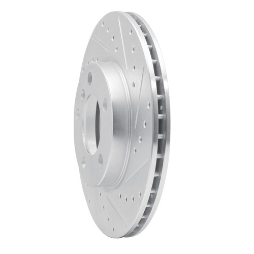 R1 11-16 Mini Cooper Paceman Front Right Drilled & Slotted Silver Brake Rotor