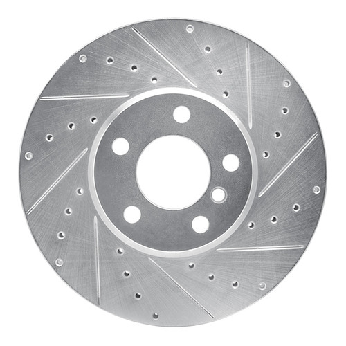 R1 07-19 BMW X5 Front Right Drilled & Slotted Silver Brake Rotor