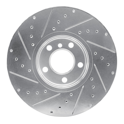 R1 07-19 BMW X5 Front Right Drilled & Slotted Silver Brake Rotor
