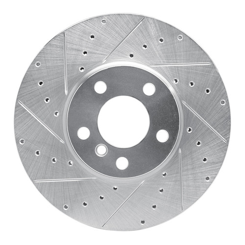 R1 07-19 BMW X5 Front Left Drilled & Slotted Silver Brake Rotor