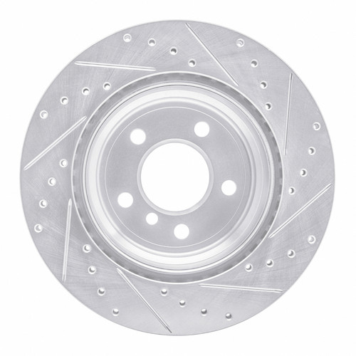 R1 07-19 BMW X6 Rear Left Drilled & Slotted Silver Brake Rotor