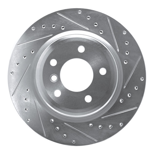 R1 06-15 BMW 335XI Rear Right Drilled & Slotted Silver Brake Rotor