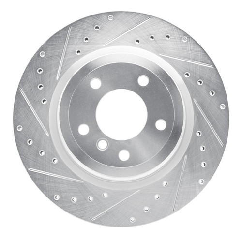 R1 06-15 BMW 335I xDrive Rear Left Drilled & Slotted Silver Brake Rotor