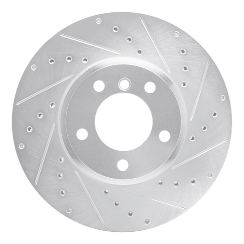R1 04-10 BMW 530I Front Right Drilled & Slotted Silver Brake Rotor
