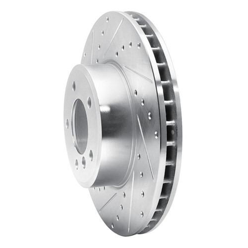 R1 04-10 BMW 530XI Front Left Drilled & Slotted Silver Brake Rotor