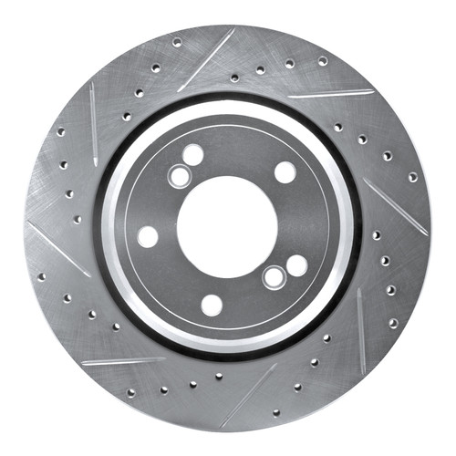R1 00-06 BMW M5 Rear Left Drilled & Slotted Silver Brake Rotor