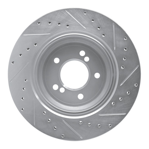R1 00-06 BMW M5 Rear Left Drilled & Slotted Silver Brake Rotor