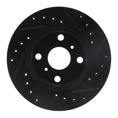 R1 88-92 Geo Prizm Front Left Drilled & Slotted Black Brake Rotor