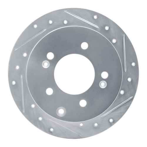R1 10-13 Kia Forte5 Rear Right Drilled & Slotted Silver Brake Rotor