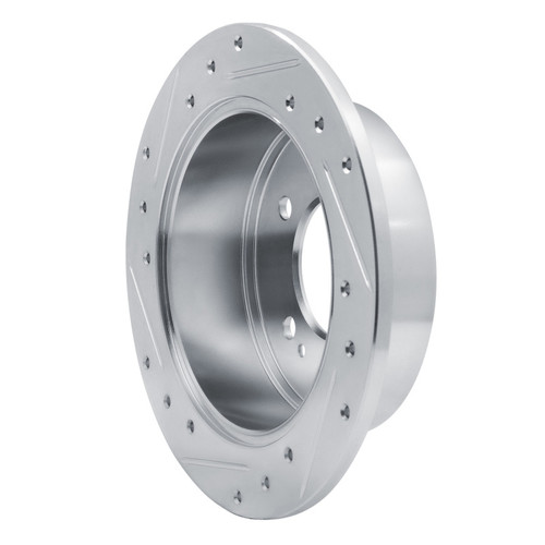 R1 10-13 Kia Forte5 Rear Right Drilled & Slotted Silver Brake Rotor