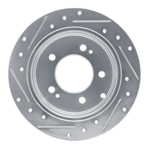 R1 10-13 Kia Forte5 Rear Right Drilled & Slotted Silver Brake Rotor