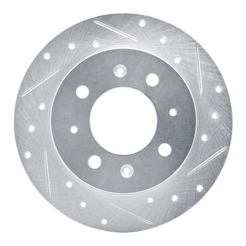 R1 04-09 Kia Spectra Rear Right Drilled & Slotted Silver Brake Rotor