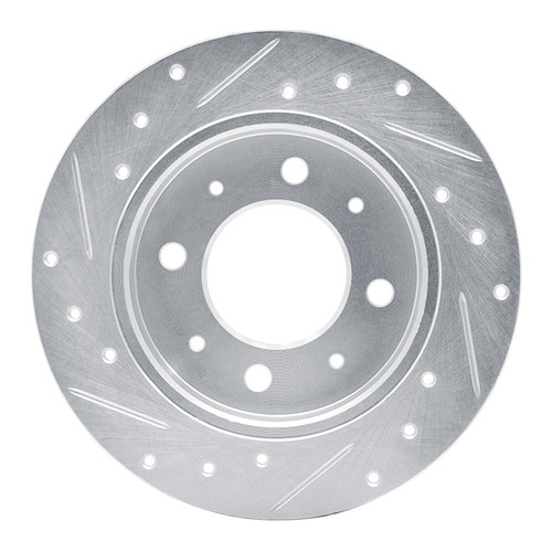 R1 04-09 Kia Spectra Rear Right Drilled & Slotted Silver Brake Rotor
