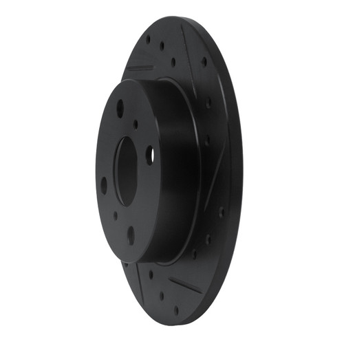 R1 85-86 Toyota MR2 Rear Right Drilled & Slotted Black Brake Rotor