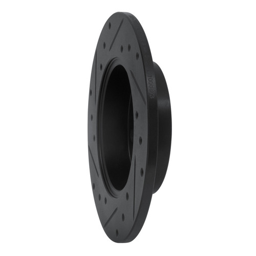 R1 85-86 Toyota MR2 Rear Right Drilled & Slotted Black Brake Rotor