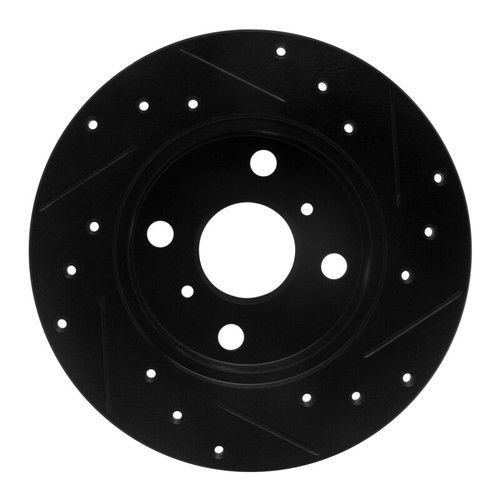 R1 85-86 Toyota MR2 Rear Left Drilled & Slotted Black Brake Rotor