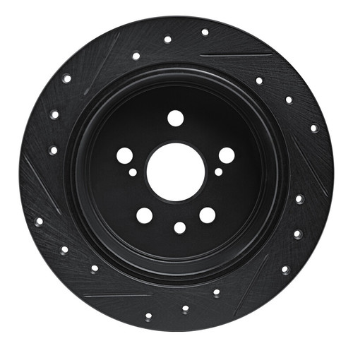 R1 86-93 Lexus ES250 Rear Right Drilled & Slotted Black Brake Rotor