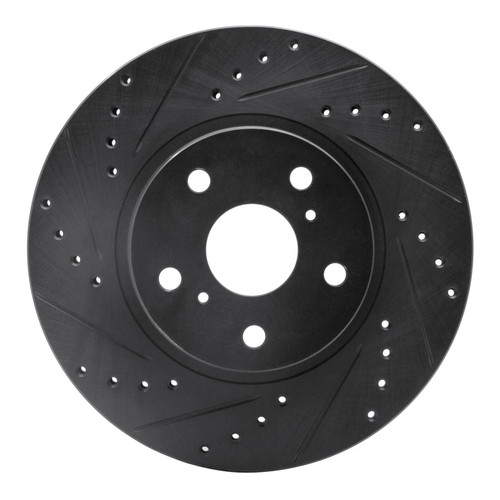 R1 86-92 Toyota Supra Front Left Drilled & Slotted Black Brake Rotor