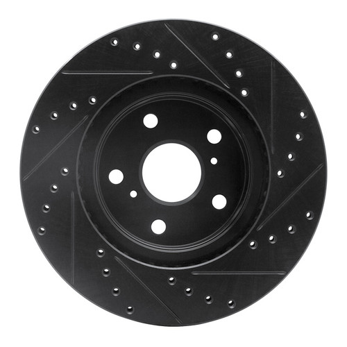 R1 86-92 Toyota Supra Front Left Drilled & Slotted Black Brake Rotor