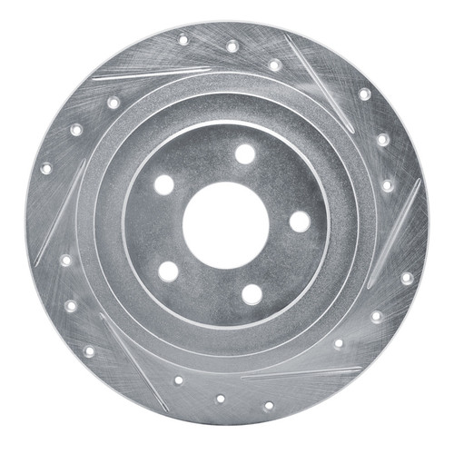R1 00-06 Subaru Legacy Rear Right Drilled & Slotted Silver Brake Rotor