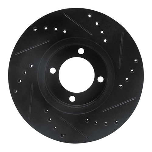 R1 84-87 Toyota Corolla (US/Canada) Front Left Drilled & Slotted Black Brake Rotor