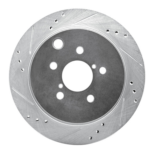 R1 14-18 Subaru Forester Rear Left Drilled & Slotted Silver Brake Rotor