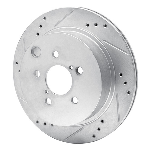 R1 14-18 Subaru Forester Rear Left Drilled & Slotted Silver Brake Rotor