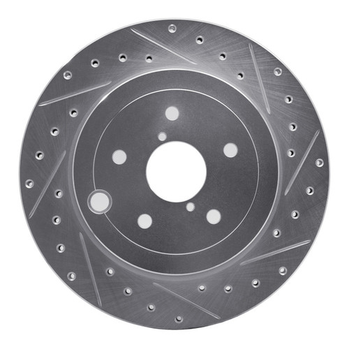 R1 08-20 Subaru WRX STI Rear Right Drilled & Slotted Silver Brake Rotor