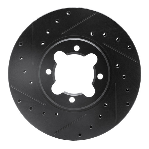 R1 82-85 Toyota Celica Front Left Drilled & Slotted Black Brake Rotor