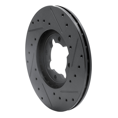 R1 82-85 Toyota Celica Front Left Drilled & Slotted Black Brake Rotor