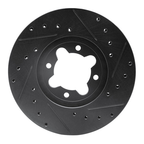 R1 82-85 Toyota Celica Front Left Drilled & Slotted Black Brake Rotor