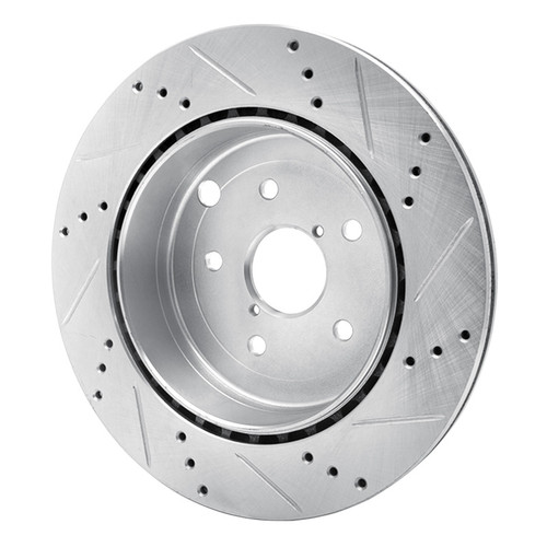 R1 08-20 Subaru Impreza Rear Left Drilled & Slotted Silver Brake Rotor