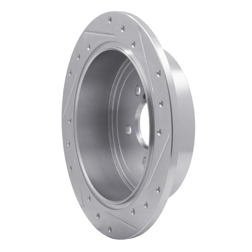 R1 08-15 Subaru Impreza Rear Left Drilled & Slotted Silver Brake Rotor