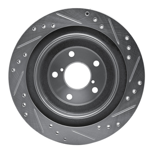 R1 05-09 Subaru Impreza Rear Left Drilled & Slotted Silver Brake Rotor