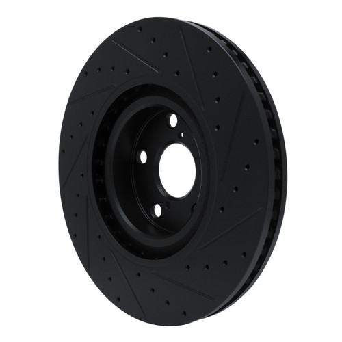 R1 11-25 Lexus IS200T Left Front Drilled & Slotted Black Brake Rotor