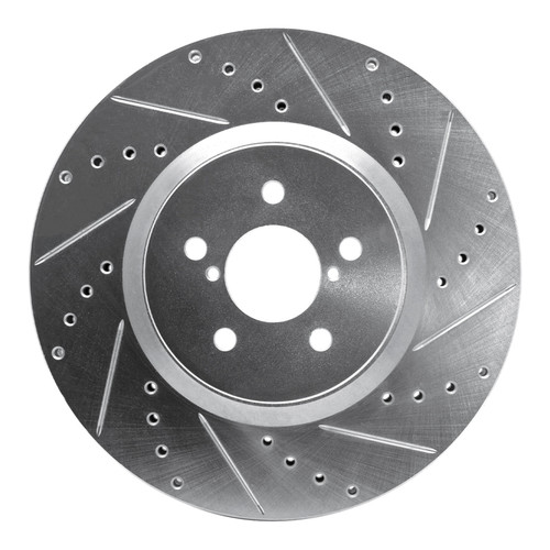 R1 05-18 Subaru Outback Front Right Drilled & Slotted Silver Brake Rotor
