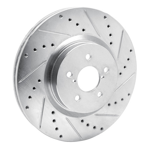 R1 05-18 Subaru Outback Front Right Drilled & Slotted Silver Brake Rotor