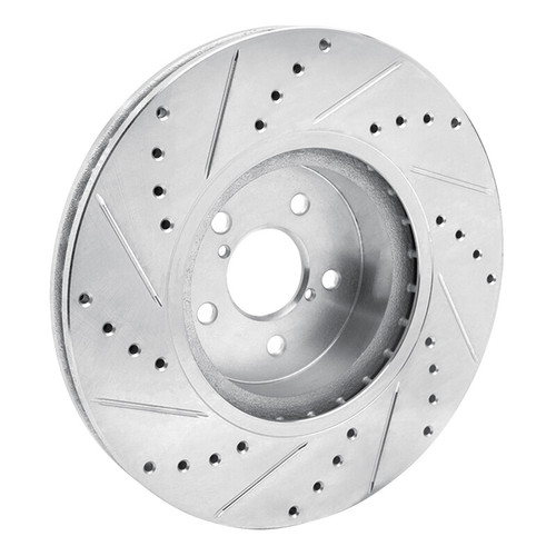 R1 05-18 Subaru Outback Front Right Drilled & Slotted Silver Brake Rotor