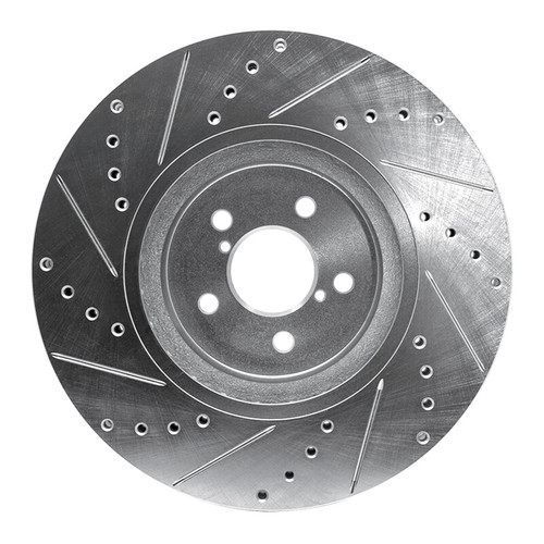 R1 05-18 Subaru Outback Front Right Drilled & Slotted Silver Brake Rotor