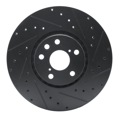 R1 06-20 Lexus IS350 Right Front Drilled & Slotted Black Brake Rotor