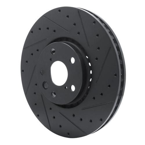 R1 06-20 Lexus IS350 Right Front Drilled & Slotted Black Brake Rotor