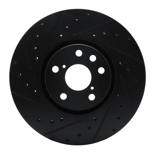 R1 06-20 Lexus GS350 Left Front Drilled & Slotted Black Brake Rotor