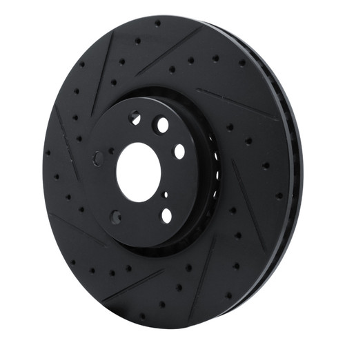 R1 06-20 Lexus GS350 Left Front Drilled & Slotted Black Brake Rotor